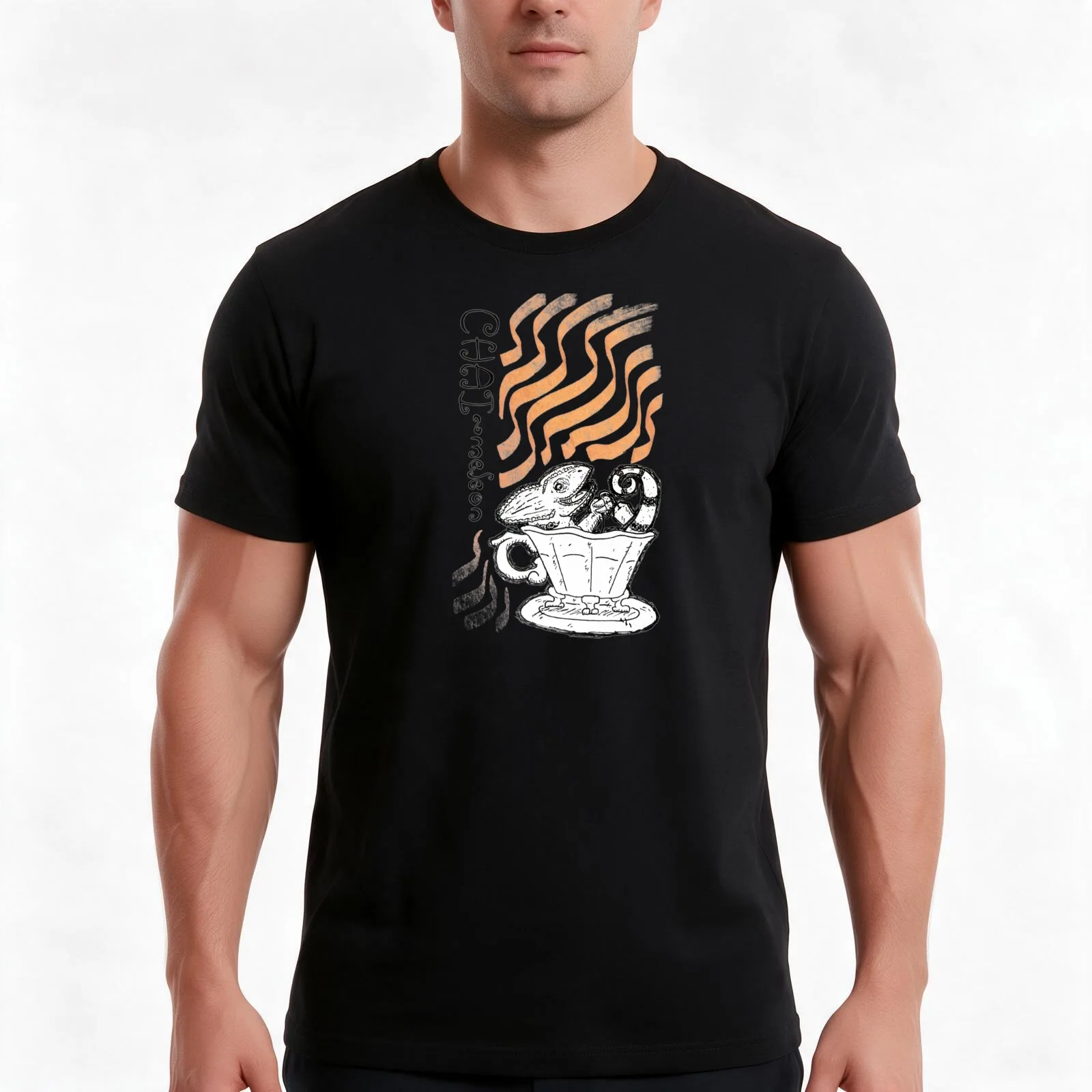 Punimal Café: Chaimeleon T-Shirt Summer Casual Cotton Tee Oversized Streetwear Tops Vintage Graphic Print Unisex Men Women