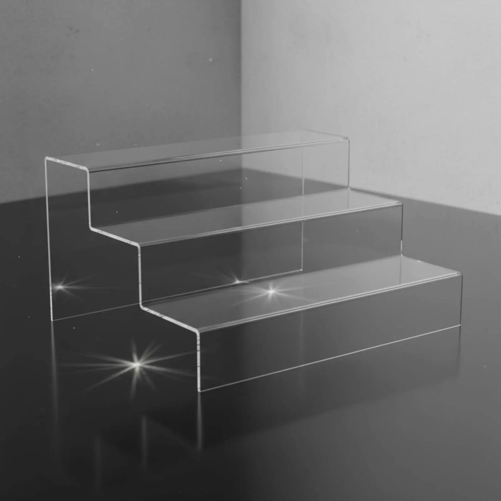 

Acrylic Step Display Stand Space Saving Tiered Acrylic Display Shelf Transparent Stepped Shelf Long-Lasting Home Decor Sturdy