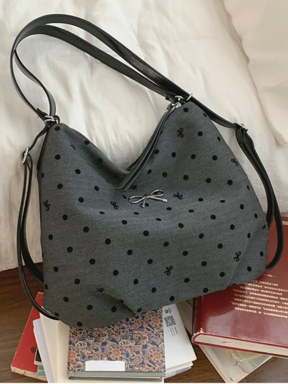 

Casual New Fashion Large Capacity Polka Dot Women Totes Korea Bow Elegant All-match Shoulder Bag Minority Preppy Style Backpacks