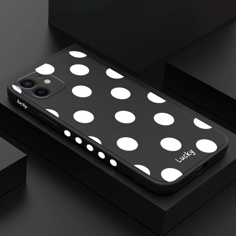 

French Polka Dots Phone Case For iPhone 12 11 X XR XS 8 7 SE2 Plus Pro Max Mini Silicone Cover