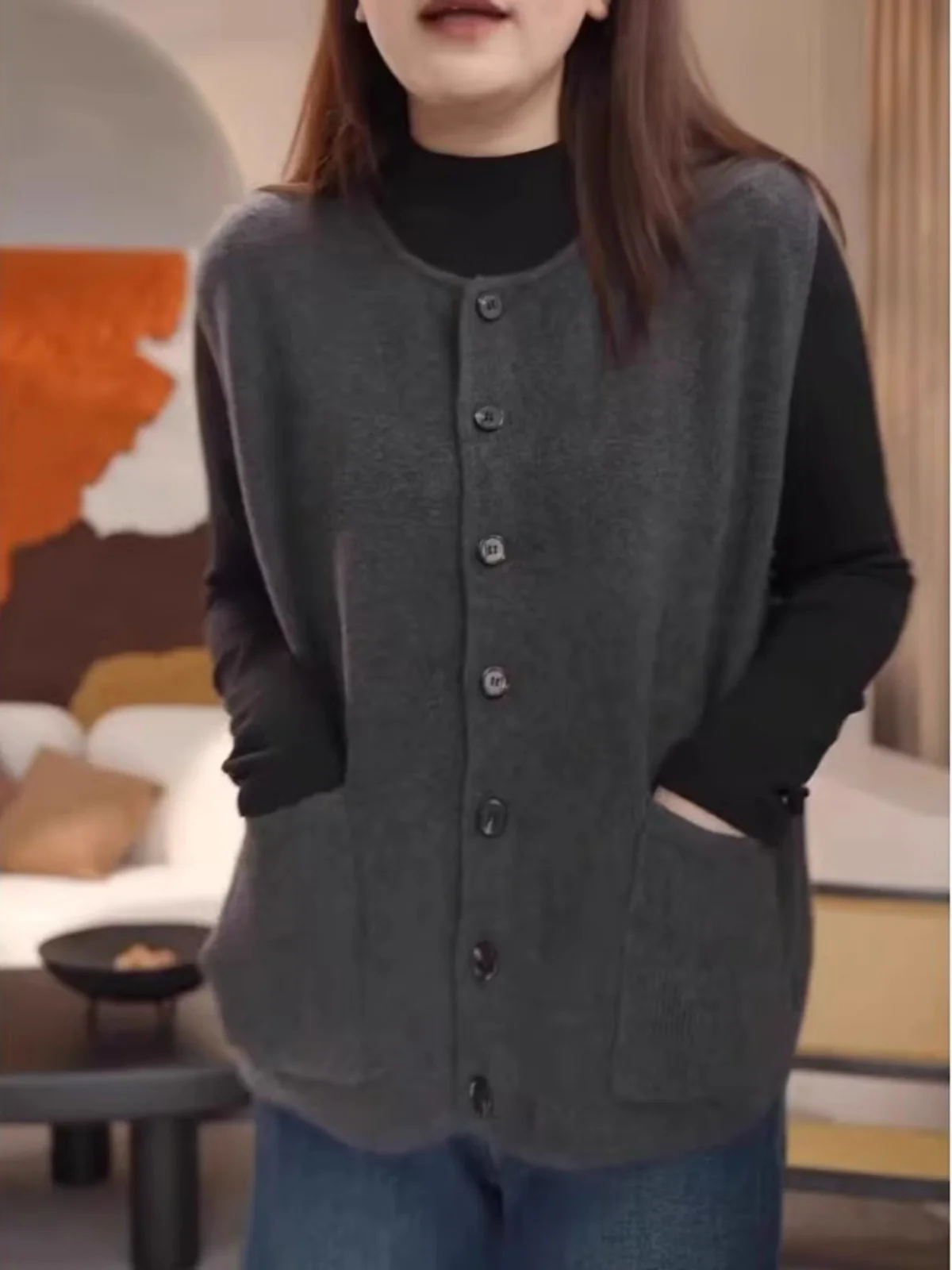 

ay Knitted Vest Women's Outerwear 2026 New Winter Unique Super Beautiful Layered Vest Svel Top Commute Sle Pure Color