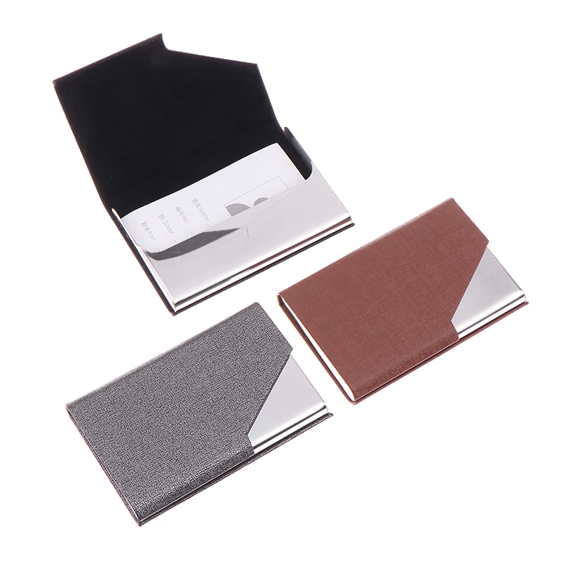 1PC ID Name Card Case For Men Women Office Business Card Holder With Magnetic PU Leather Metal Business Card Case