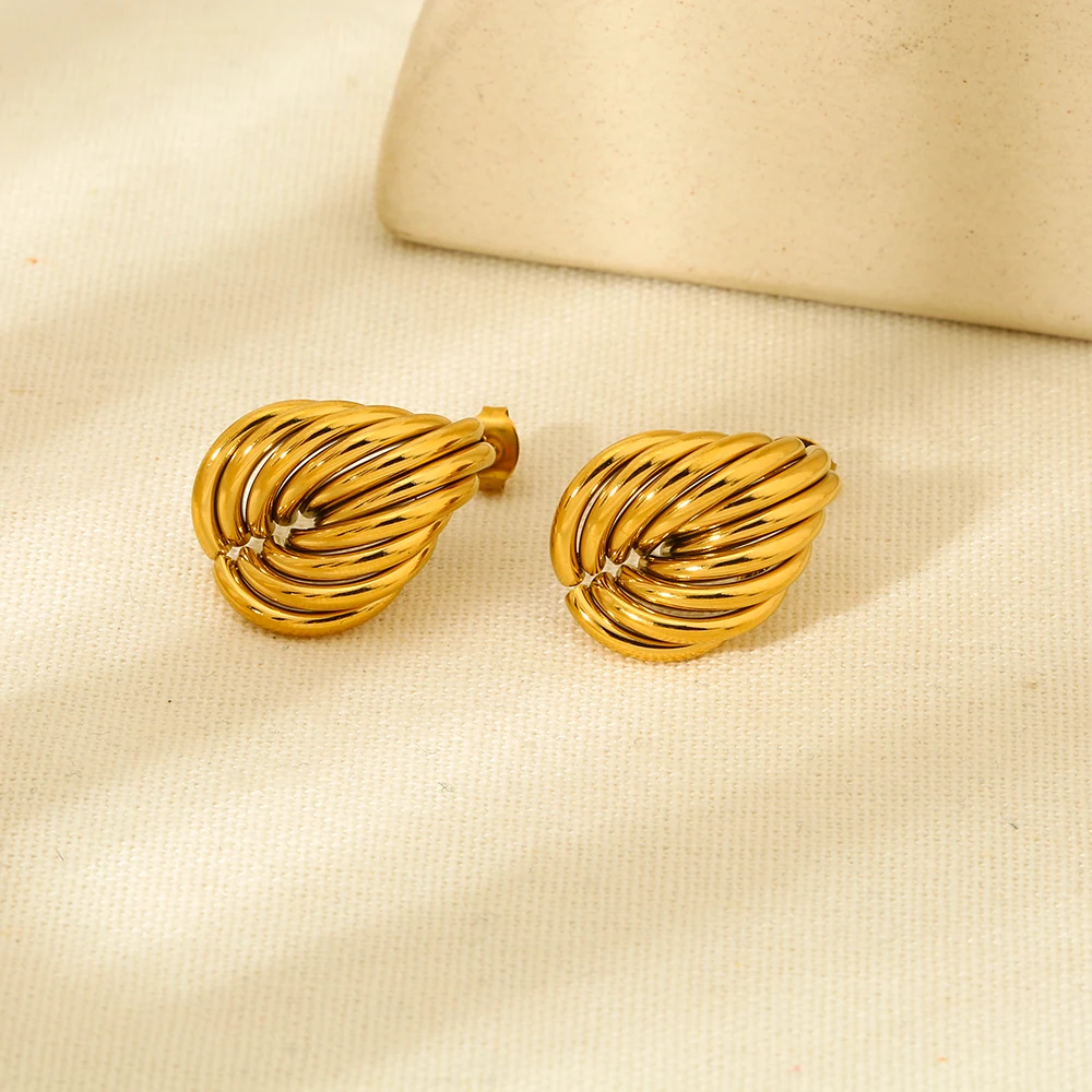 Stylish Geometric Line Irregular Earrings Personality 18K Gold Plated Stainless Steel Heart Stud Earrings Women Jewelry Earrings