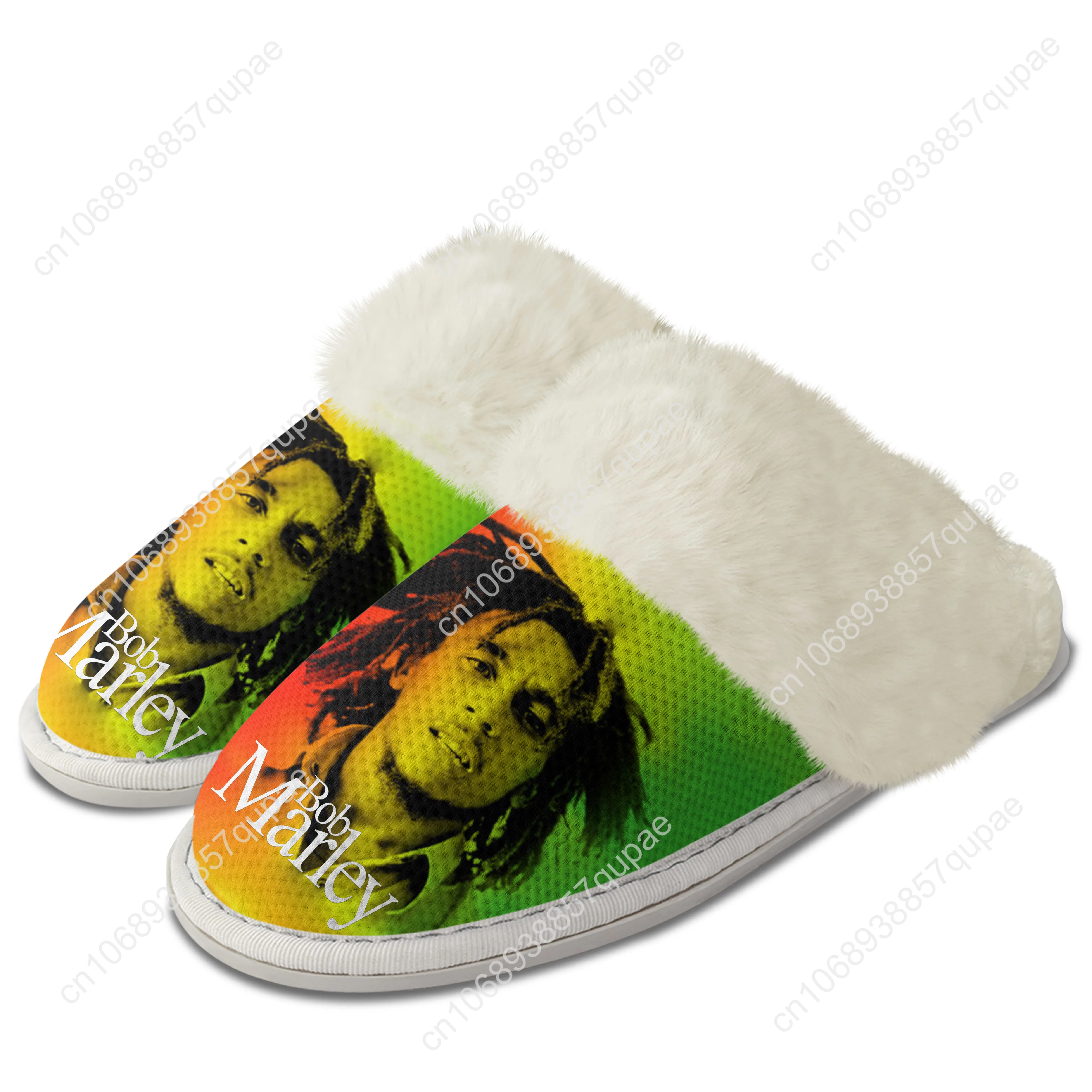 Bob Marley Plush Slippers Keep Warm Shoes Jamaica Singer Reggae Rock Mens Womens Home Cotton Bedroom Customized Thermal Slipper