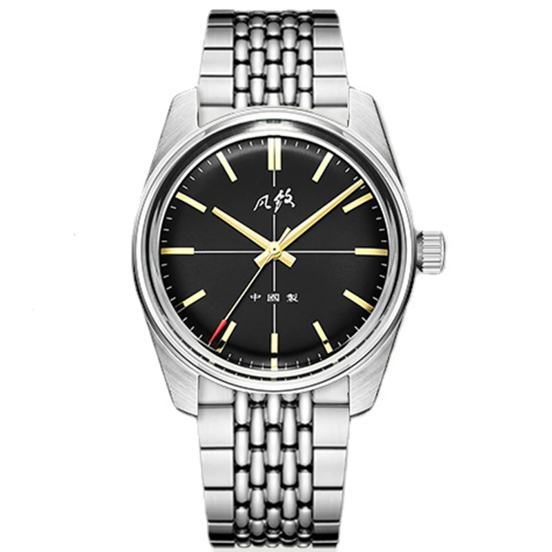 Merkur vintage estilo chinês 70s clássico linha cruzada dial arroz pulseira handwind relógio mecânico para homem relogio masculino