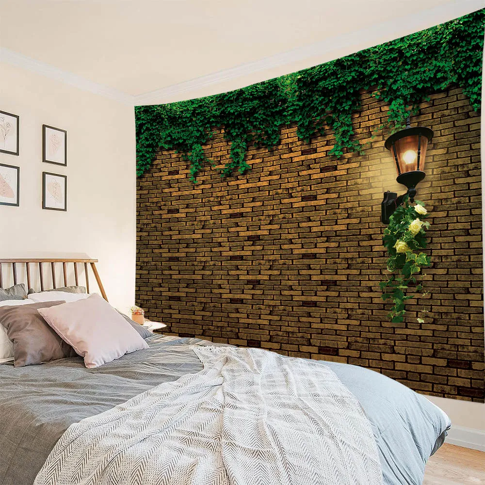 

Home Decoration Tapestry Bedroom Living Room Dormitory Stone Wall Background Flower and Plant Printing Tapestry Wall Hanging