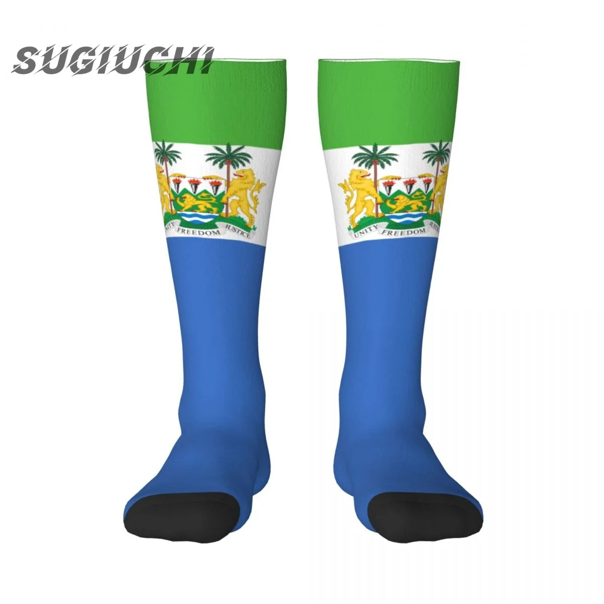 Sierra Leone Flag Polyester 3D Printed Socks For Men Women Casual High Quality Kawaii Socks Street Skateboard Socks