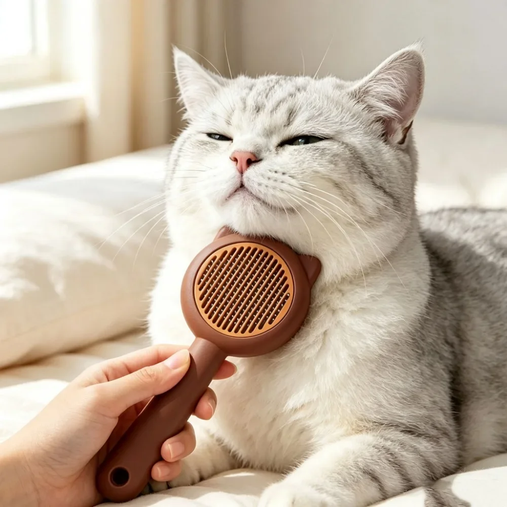 1Pc One Button Pet Hair Removal Comb Floating Hair Brush Dog Cat Grooming Cleaning Beauty Tool