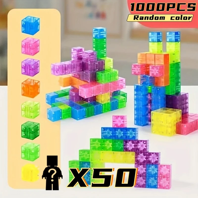 

10-1000pcs DIY Magnetic Building Blocks Transparent Square Toy Colorful Cubes Toy Construction Toy Assembly Toy Gifts