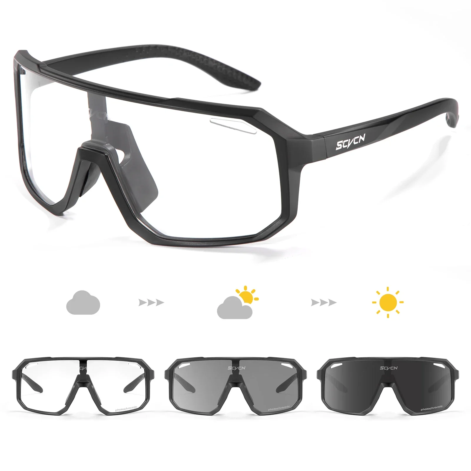 Scvcn Neue männer UV400 Photochrome Radfahren Sonnenbrille Frauen Sport Lauf Brillen für Männer Gläser Rennrad Fahrrad Brille
