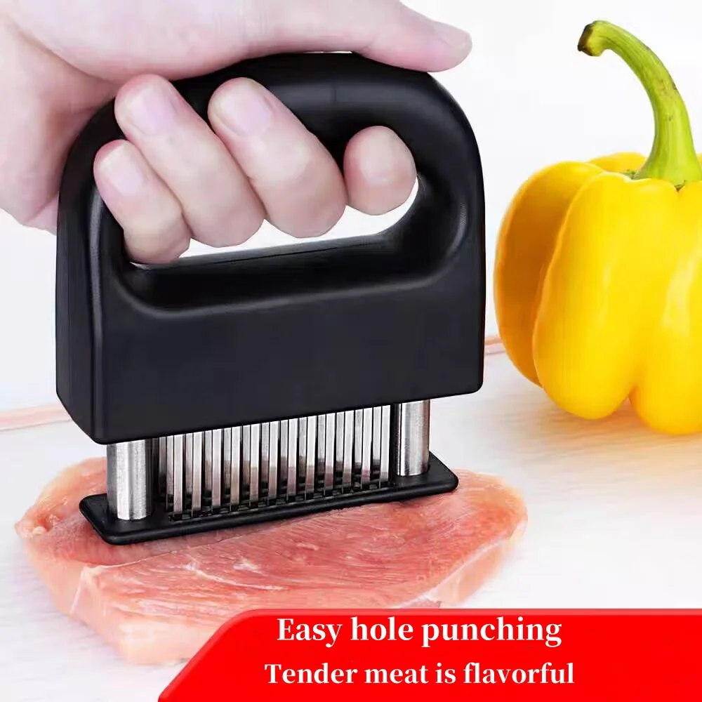 1PC Retractable Stainless Steel Meat Needle Softener Tenderizer 48 Blades Kitchen Cooking Steak Hammer Pounder Tools Meat Beater