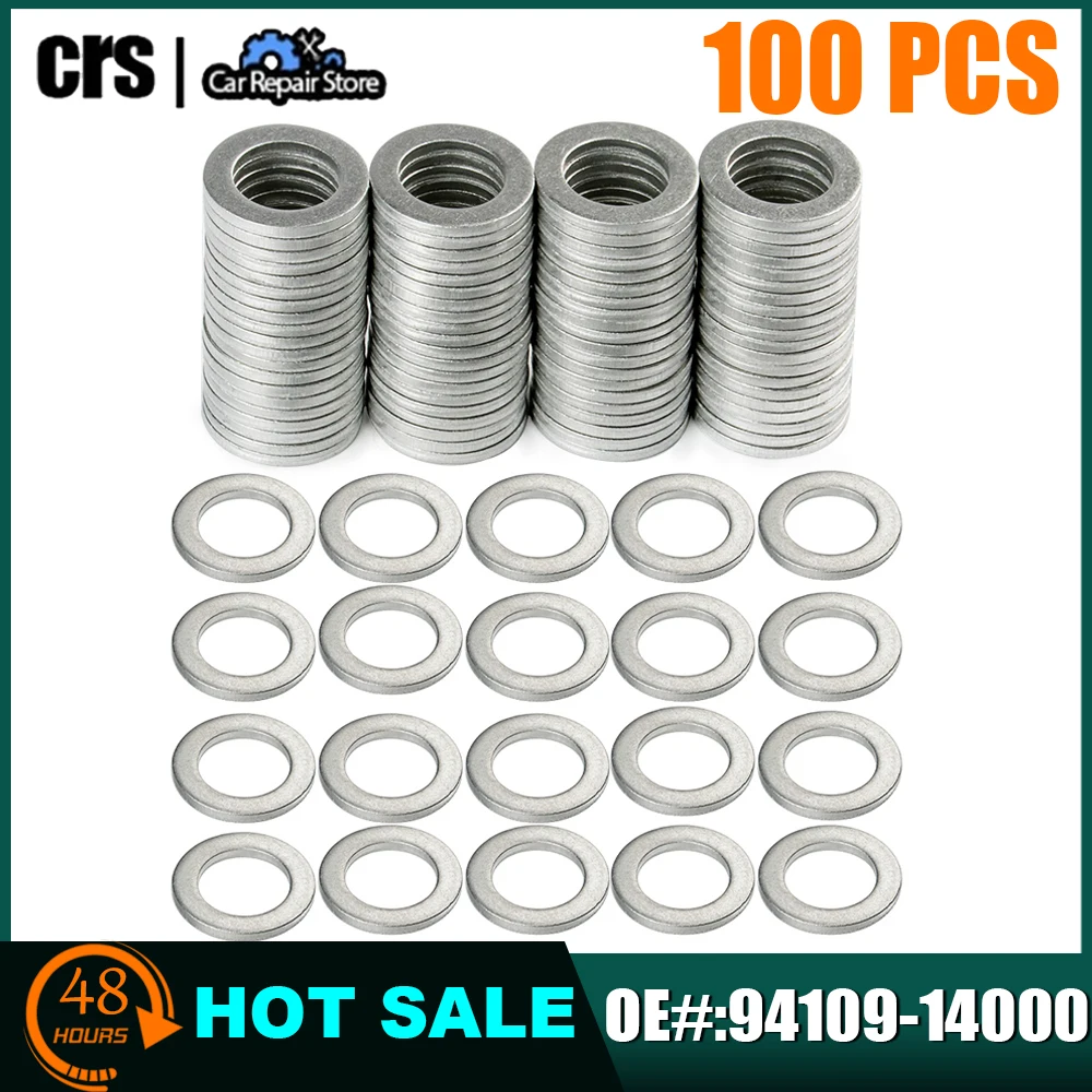 

100PCS 14MM Aluminum Oil Drain Plug Crush Washer Gasket 94109-14000 For Honda For Acura 9410914000 94109 14000