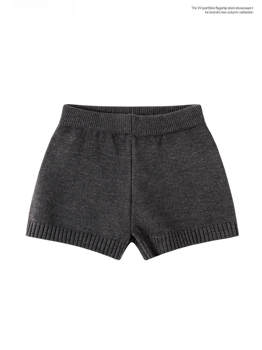 Retro Deep Grey Knitted Casual Shorts Women's Slimming Low Waist Hip Lifting Spicy Small Size Versatile Pants Autumn