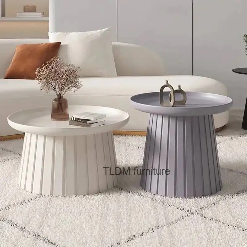Mesas de centro sencillas y estéticas, mesas de centro redondas blancas únicas y lujosas para sala de estar, muebles minimalistas para sala de estar