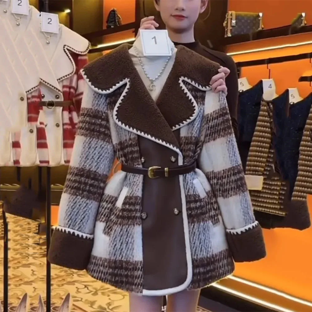 Manteau en laine populaire de cette année, vêtements de printemps et d'automne pour femmes, nouveau style haut de gamme à petits motifs de parfum, 2024