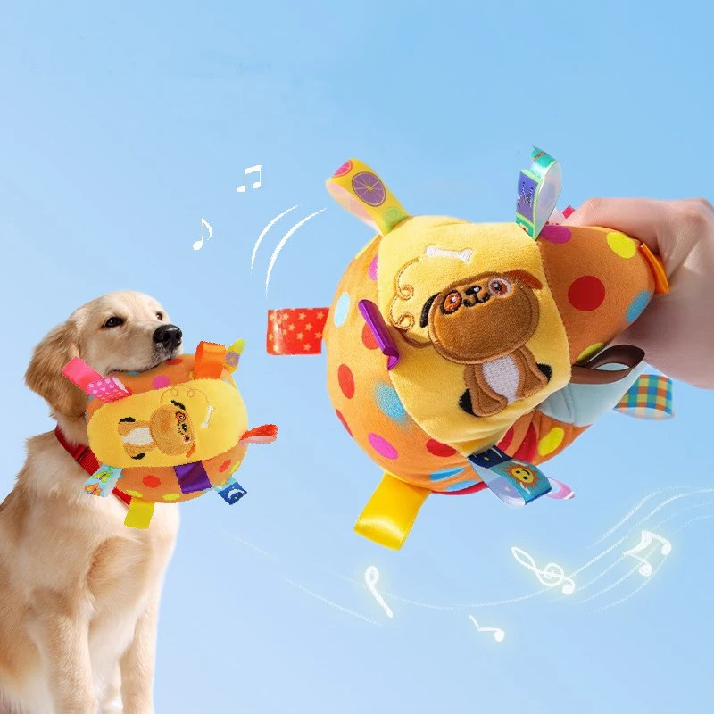 

Plush Dog Vocal Toy Ball Funny Interactive Pet Toys with Bells Cleaning Tooth Chew Toy For Small Large Dogs Cats Puppy Products