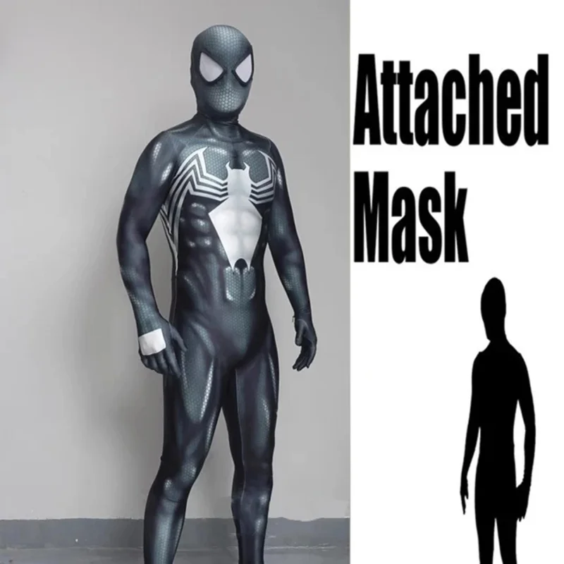 할로윈 성인 어린이 새로운 독 Symbiote 슈퍼 히어로 Spidercosplay 의상 Bodysuit Zentai Second Skin Suit Men Party Jumpsuit