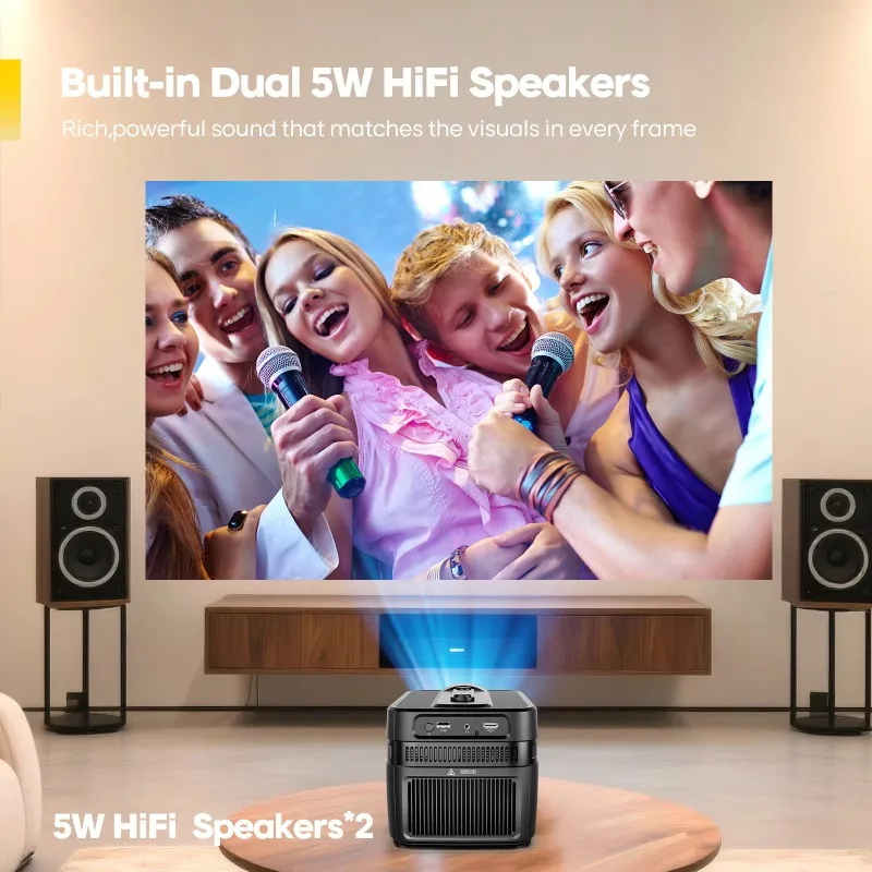 Smart Portable Short Throw Projector 900 ANSI Lumens HD 1080P 4K Supported LCD LED Home Theater Beamer
