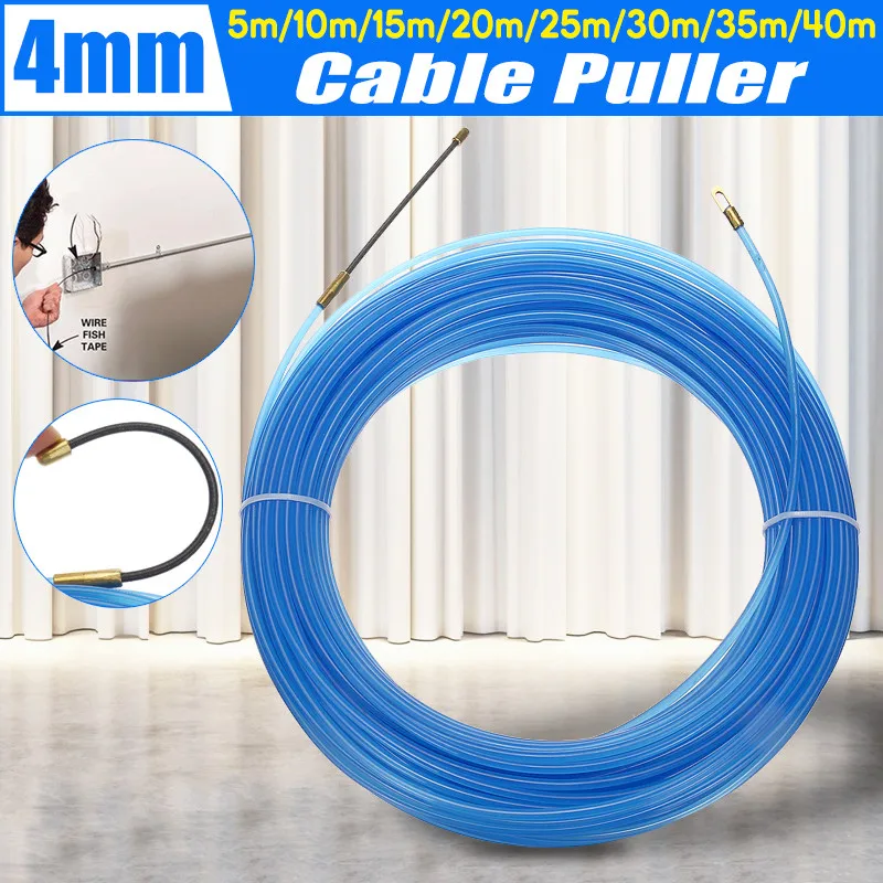 4mm 5M-40M Fiberglass Electric Cable Push Pullers Durable Guide Device Nylon Duct Snake Rodder Fish Tape Wire Threading Aid Tool