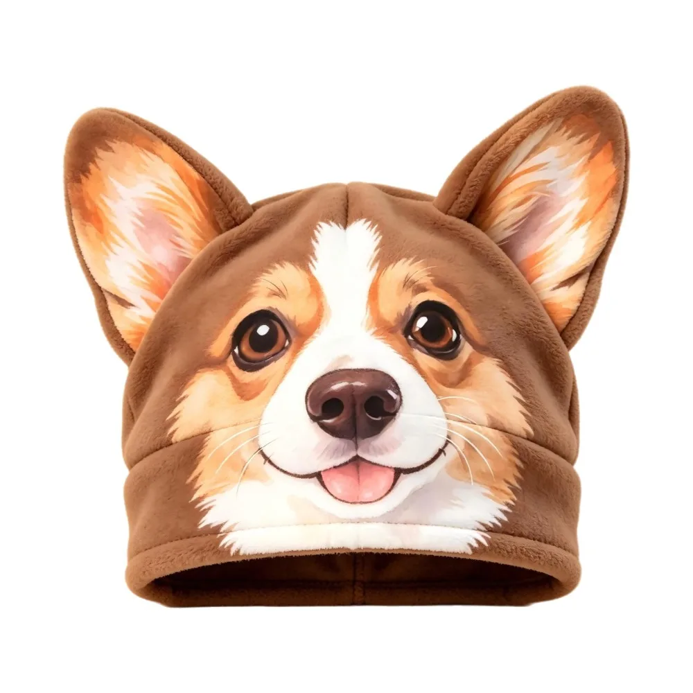 New Soft Cat Ear Beanie Hat Foldover Cuff Cartoon Animal Face Winter Hat Warm Ear Covering Winter Skull Cap Daily Outfits