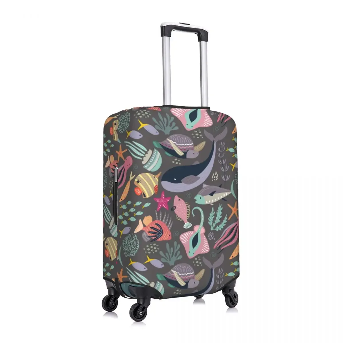 Marine Life Suitcase Cover Fish Turtle Star Pattern Vacation Cruise Trip Practical Luggage Accesories Protector