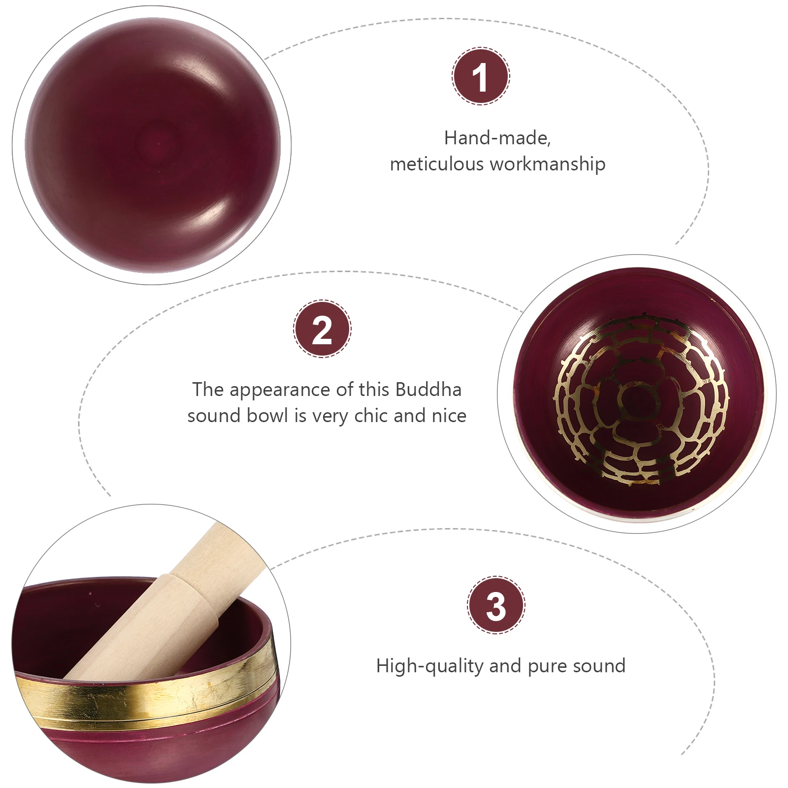 

1 Set Handmade Copper Singing Bowl Sanskrit Sound Meditation Tool For Yoga Stress Relief Home Decoration Perfect Tone Healing