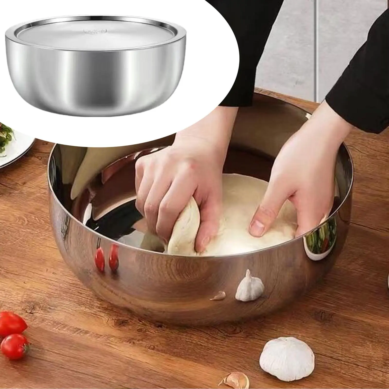 Stainless Steel Basin Thicken Salad Bowl for Food Storage Prepping Cooking