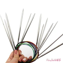 100cm Stainless Steel Circular Needles Metal Circle Needles Round Knitting Needle DIY Weaving Craft Crochet Hooks Set 2.25-10mm