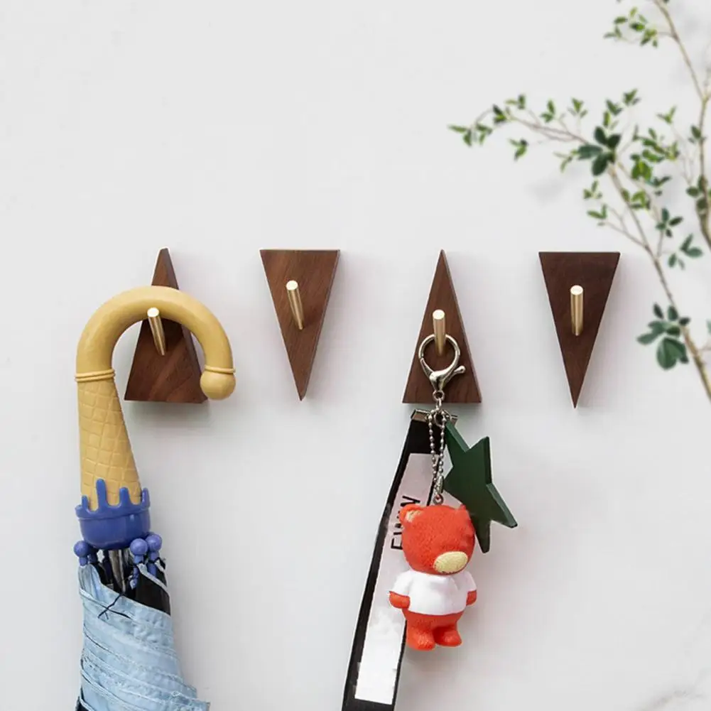 Rustic Solid Wood Wall Hook Triangular Wooden Coat Hook with Metal Hanger for Home Decor Eco-Friendly Furniture And Decor