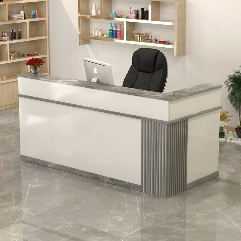 ديكورات مكتب الاستقبال الجمالية العصرية، مكاتب الاستقبال التجميلية، صالون الشعر الفاخر، أثاث المكاتب الحديثة البسيطة