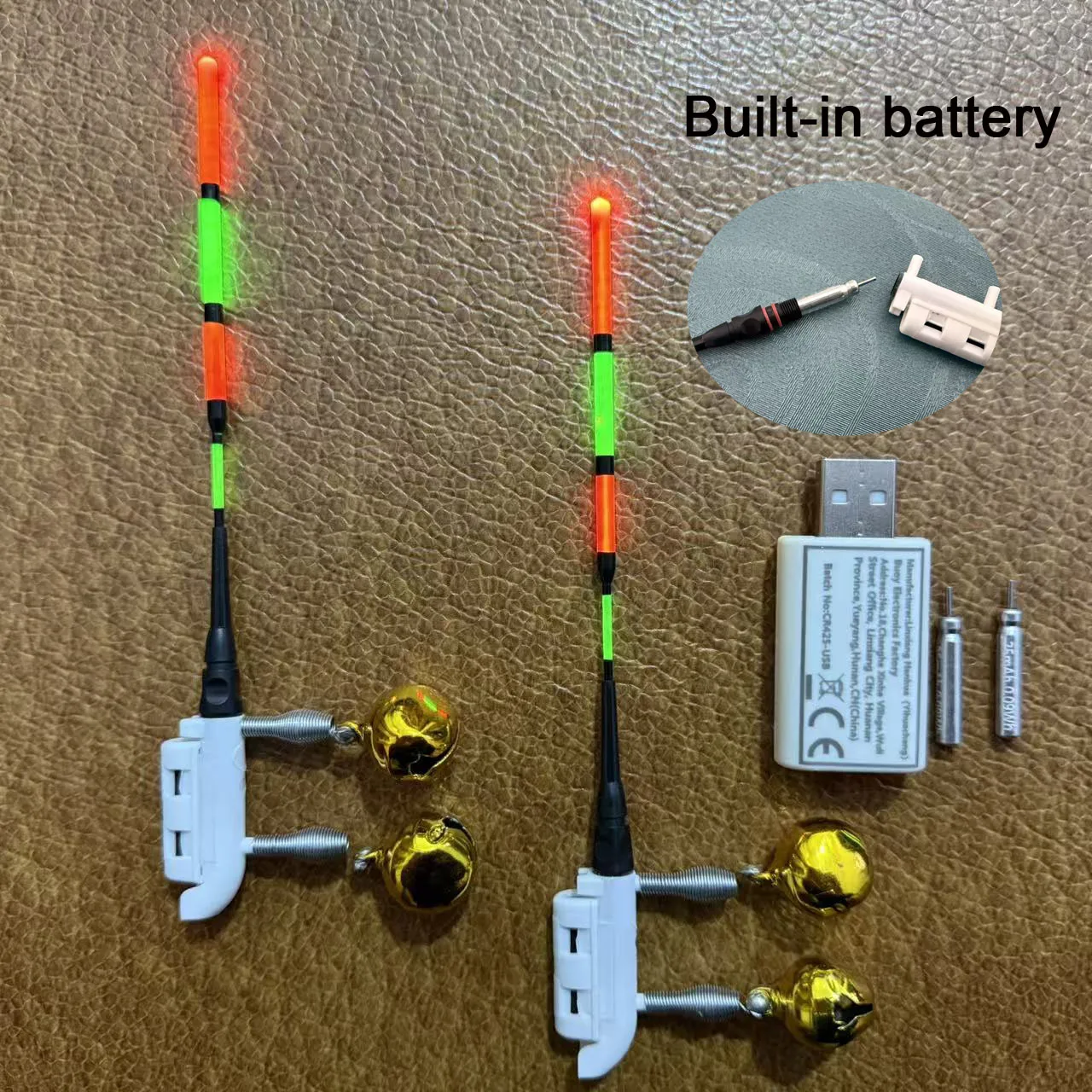 2 Angelrutenleuchten + 2 wiederaufladbare Batterien + 1 USB-Ladegerät, Nachtangelrutenleuchte mit CR425 wiederaufladbarem Akku + Ladegerät – Detail 7