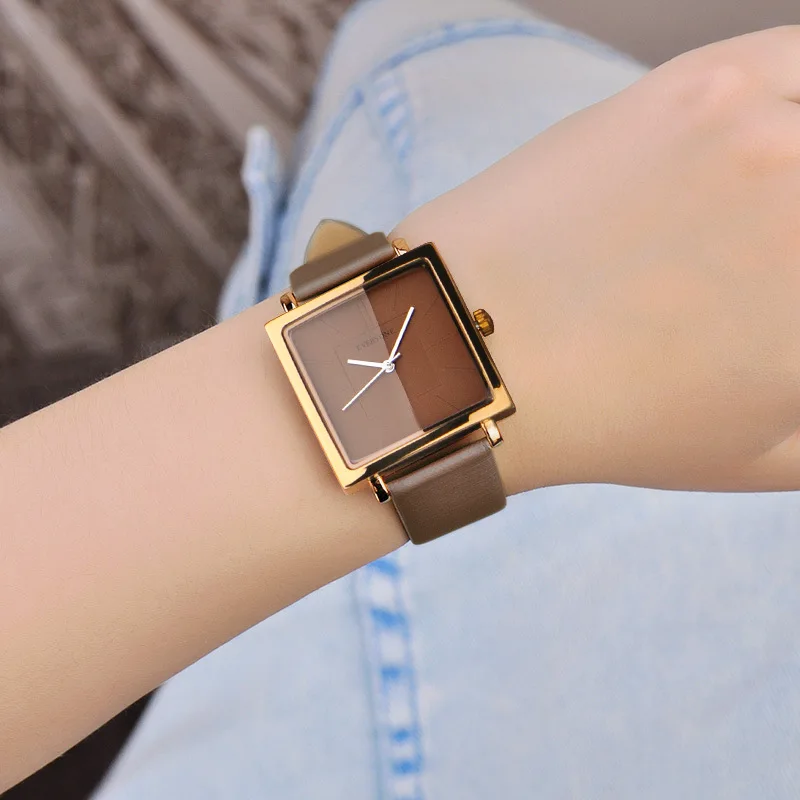 Orologi al quarzo impermeabili da donna alla moda Orologio quadrato oversize Bracciale in pelle originalità Casual Luxury Whatch Ladies Relojes