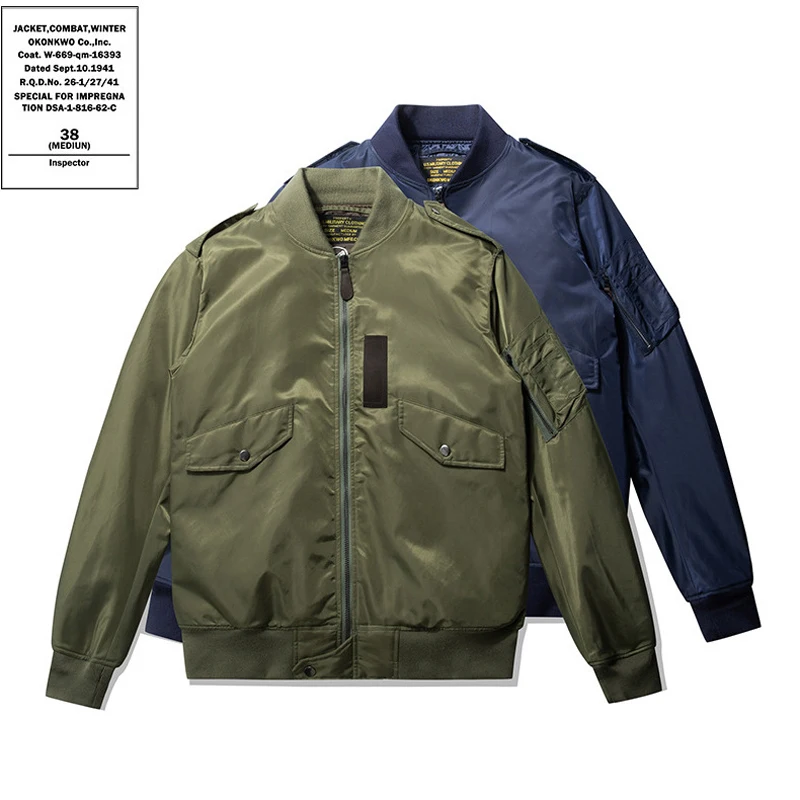 OKONKWO new reconnaissance aircraft solid color L-2B flight jacket thin cotton L2 jacket cotton coat Ami Khaki men's jacket