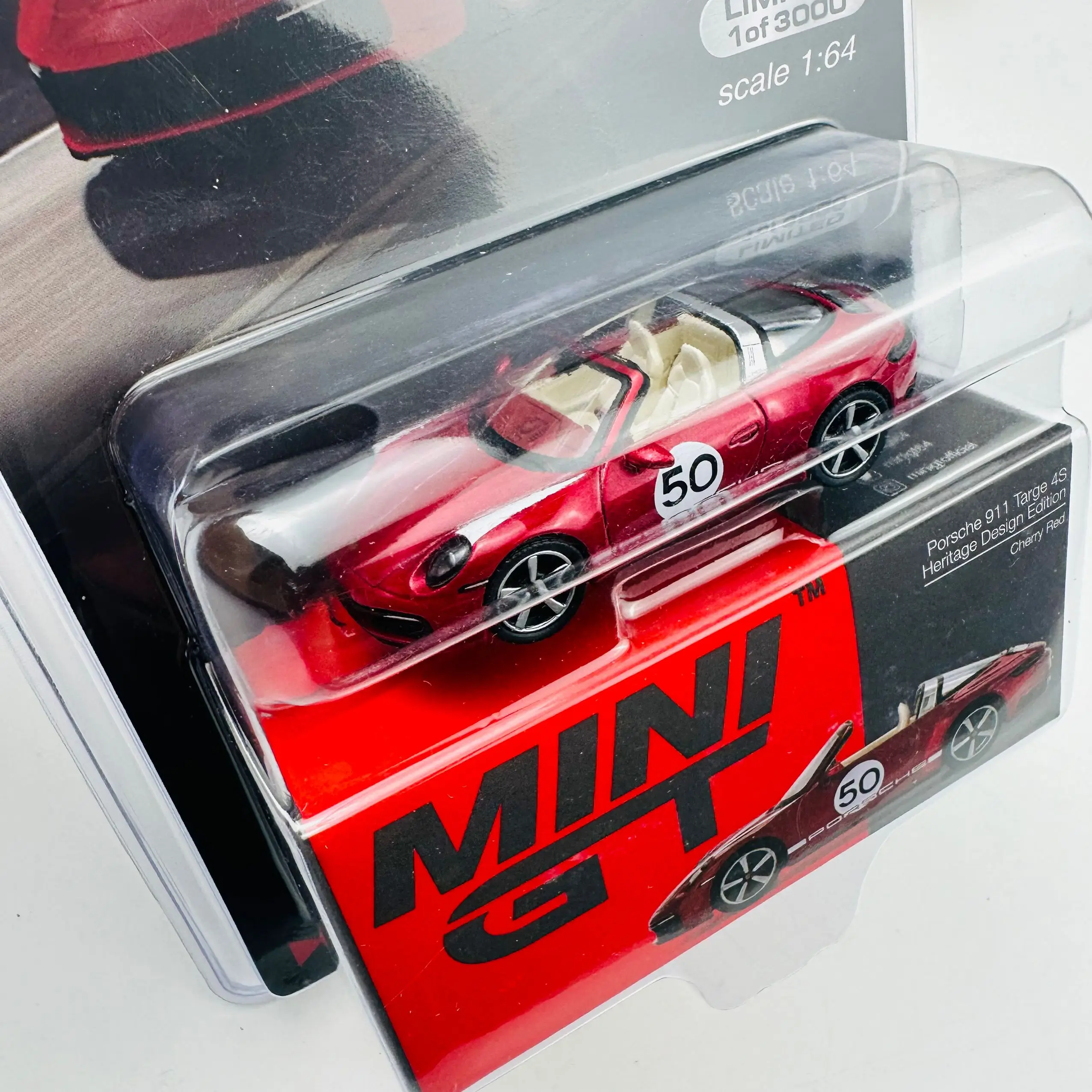 TSM-Die-Cast Alloy Car Model Collection, Mini Gt, 1/64 Minigt, 461 911 Targe 4S Heritage Design, vermelho cereja, vermelho cereja