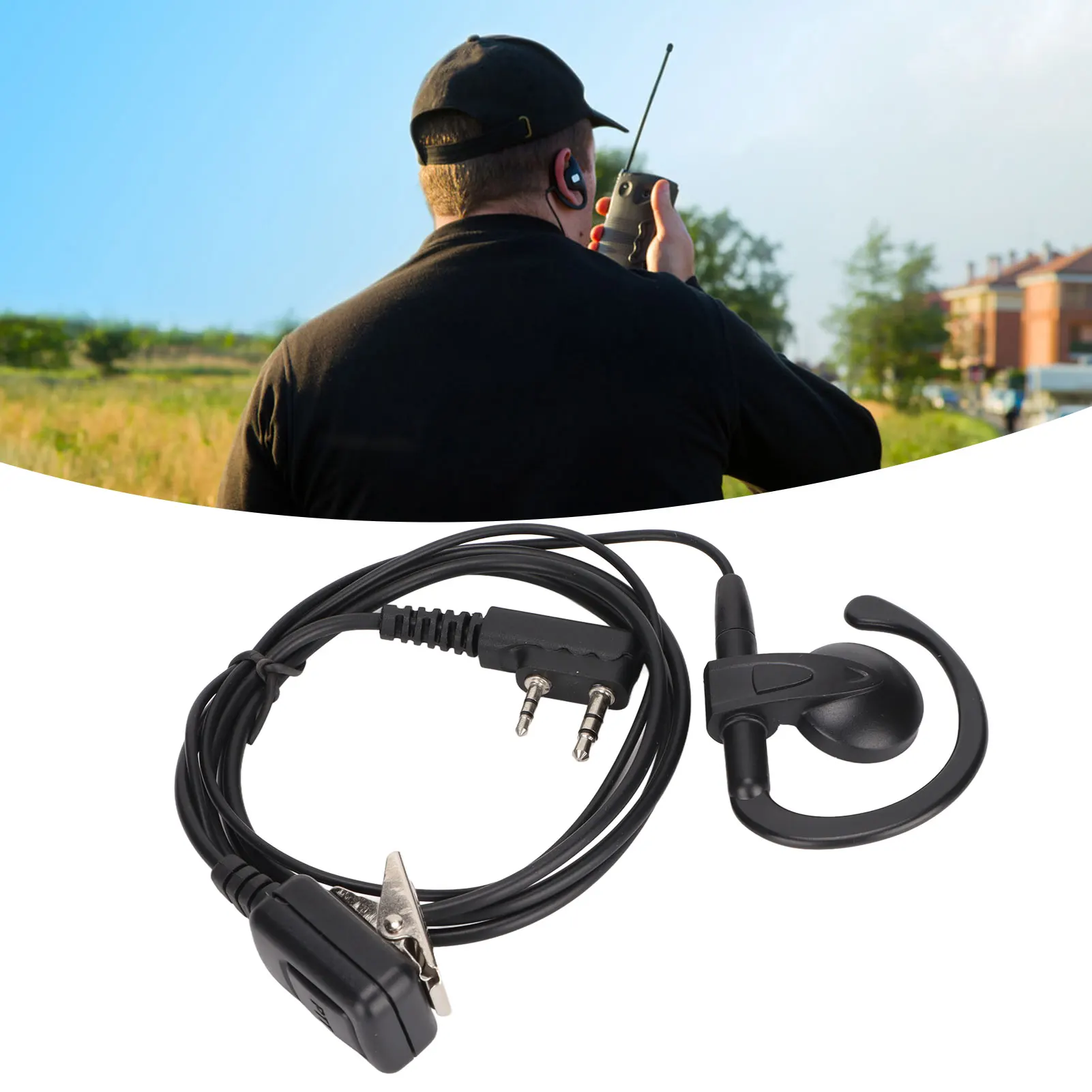 2 Way Radio Earpiece G Shape Walkie Talkie 2 Pin Headphone with Lline Mic for Kenwood for Baofeng Walkie Talkie Earphone