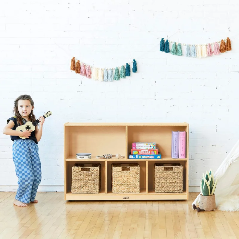 (UUX) خزانة تخزين متنقلة مكونة من 5 أقسام، مقاس 30 بوصة، أثاث للفصل الدراسي، UQ طبيعي