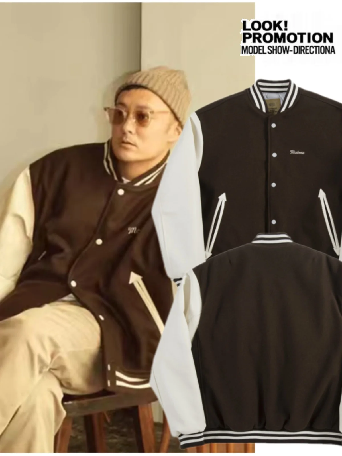 

Autumn Winter Women's Baseball Sle Jaet MDNS Wool Leather Patch Pilot Cotton Coat Youth Faion Thiened Casual Fit