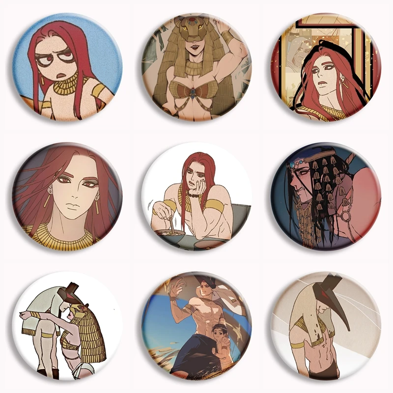 

Mythological Story Comic Ennead Anime Soft Button Pin Korean Manga Horus Seth‌ Osiris Brooches Badge Bag Decor Accessories