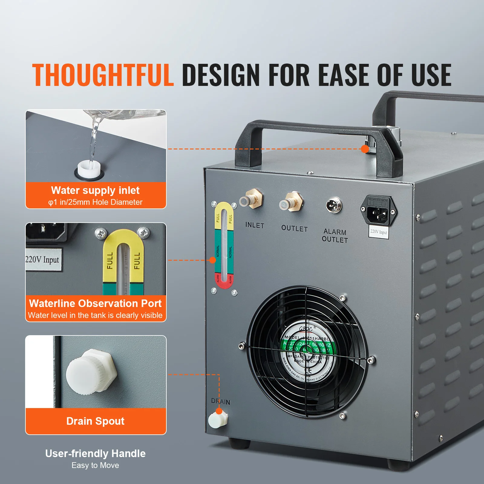 Imagem -06 - Vevor-resfriador de Água Industrial para Máquina de Gravação a Laser Refrigerado a ar Capacidade do Tanque de Água Cw3000 80wcw-3000 Pro 12l 150w