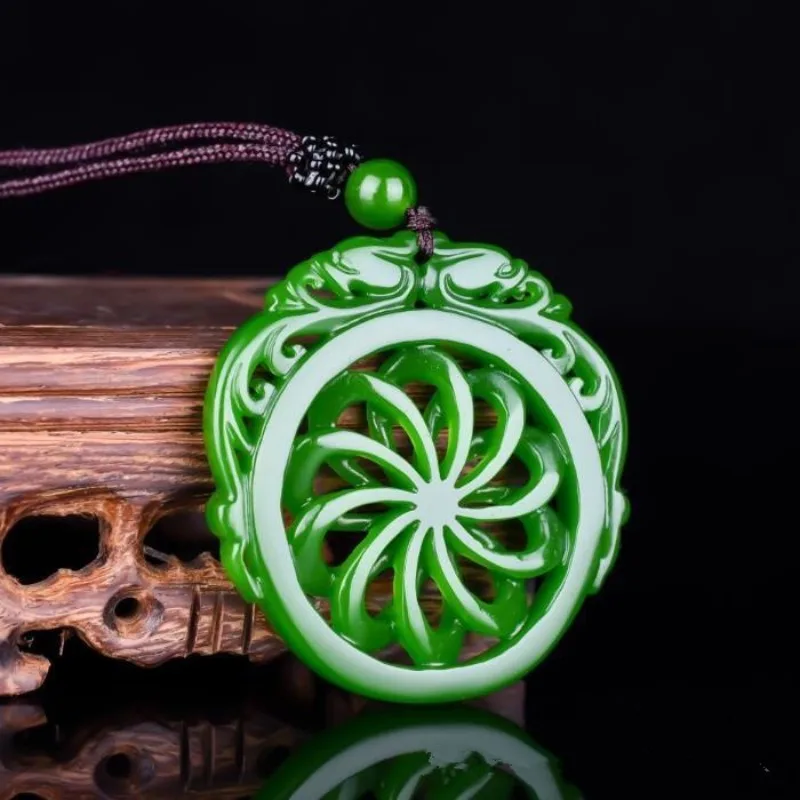 

Natural Green Hand Carved Double Dragon Jade Pendant Fashion Jewelry Necklace Antique Turn Around Jade Pendant Pendant Necklace