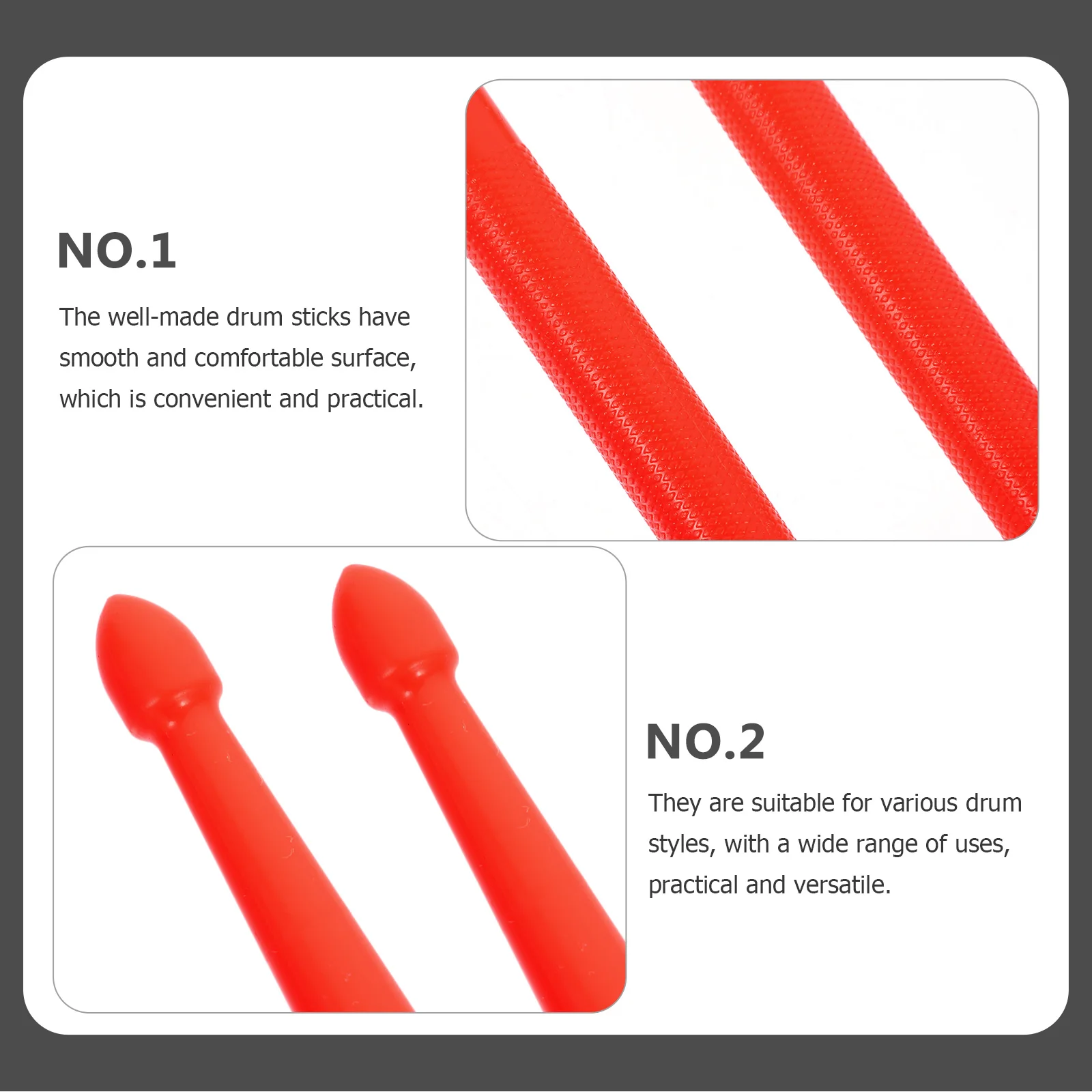

1 Pair Professional Double-End Drum Sticks Smooth Surface Lightweight Nylon Percussion Accessories For Kids Students Performance