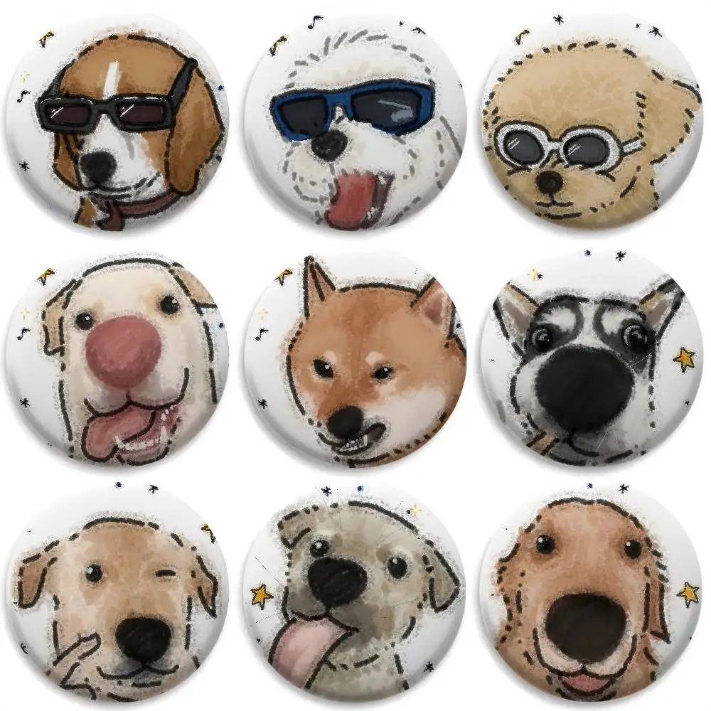 

Cute Funny Puppy Badges Round Exquisite Badge Brooches Creative Pins For Clothes Hat Backpack Gift Accessories