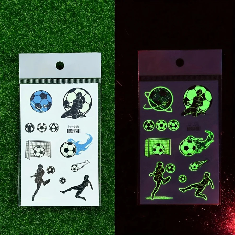 10 Sheets Football Luminous Tattoos Stickers Football Suppor