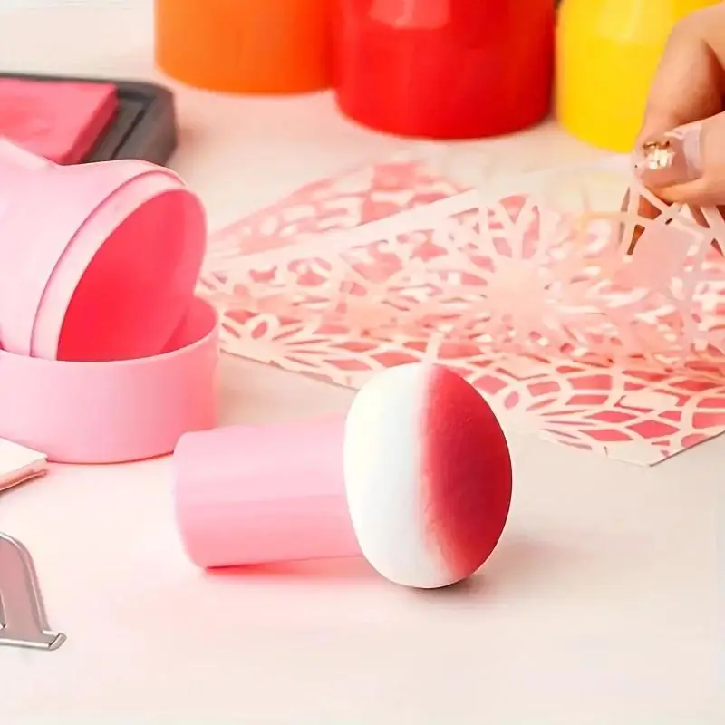 5pcs Colorful Stencil Brush Set With Handles Ink Applicator For Scrapbooking, Card Making, Arts Crafts Wet Dry Gourd Sponge DIY