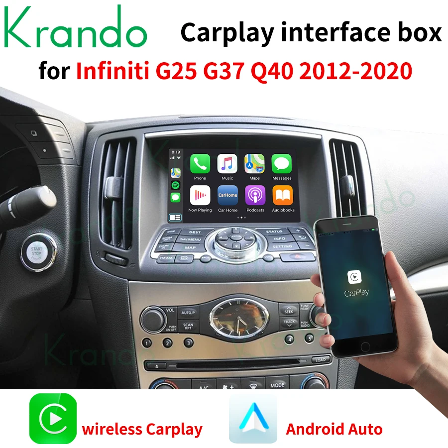 Krando Wireless Apple CarPlay Android Auto Interface Box For Infiniti M37 M25 M35 M56 Q70 G25 G37 Q40 QX50 EX25 EX37 QX60 G35