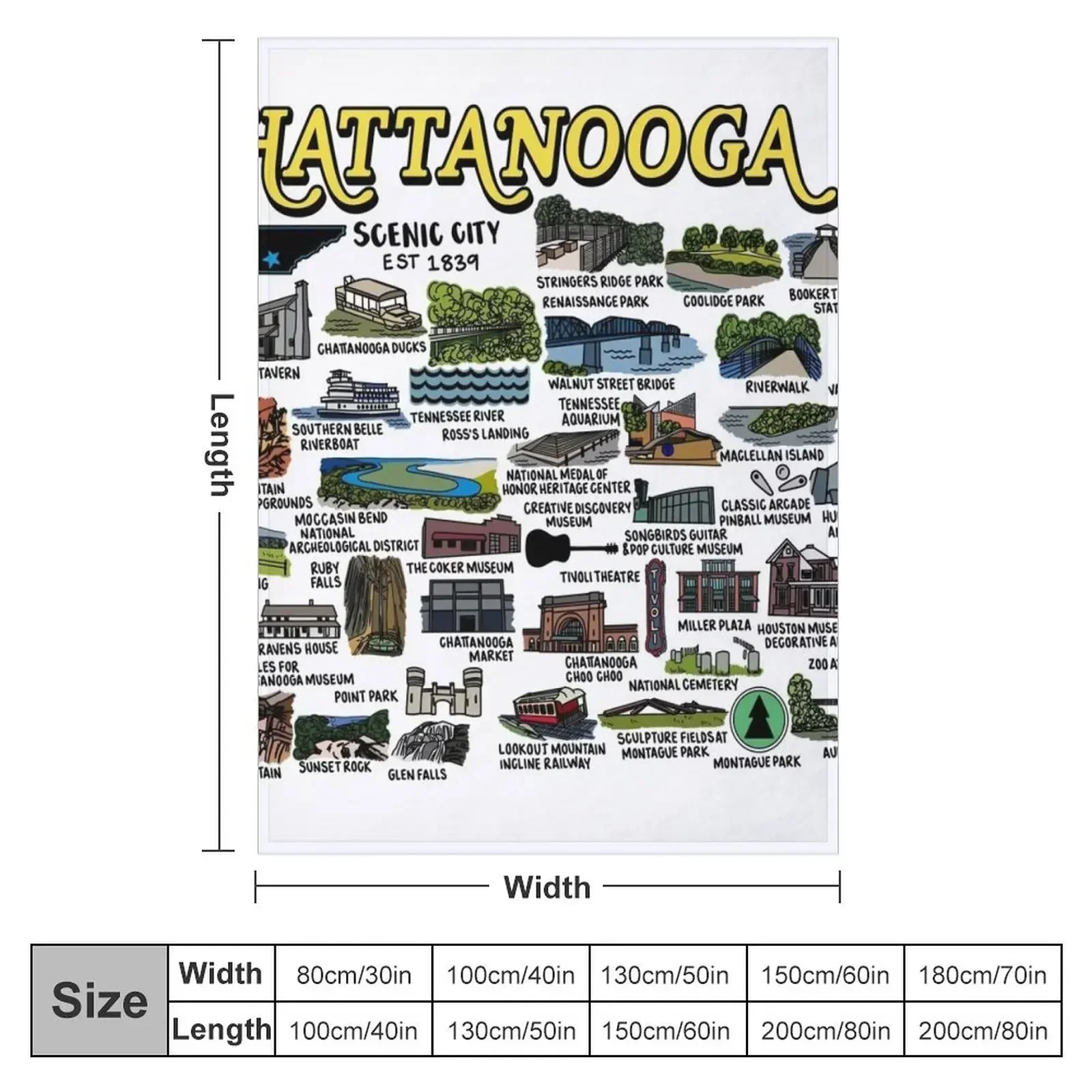 Chattanooga Map Art Throw Blanket Picnic Blankets For Baby Sofa Quilt decorative Blankets