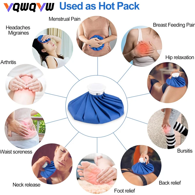 1Pcs Pure Blue Cloth Ice Bag, Ice Compress Bag,Therapy Bag, Sports Sprain Cooling Bag,Water Injection Ice Block,Hot and Cold Bag