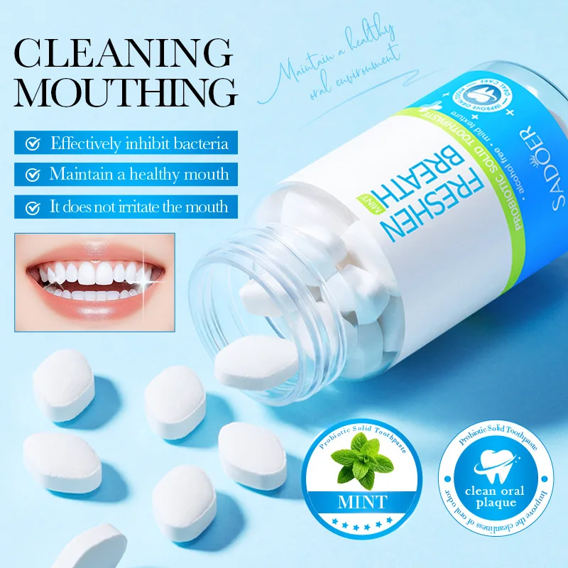 Pasta de dientes sólida y polvo probiótico para el cuidado bucal, enjuague bucal portátil, productos para blanquear y limpiar los dientes