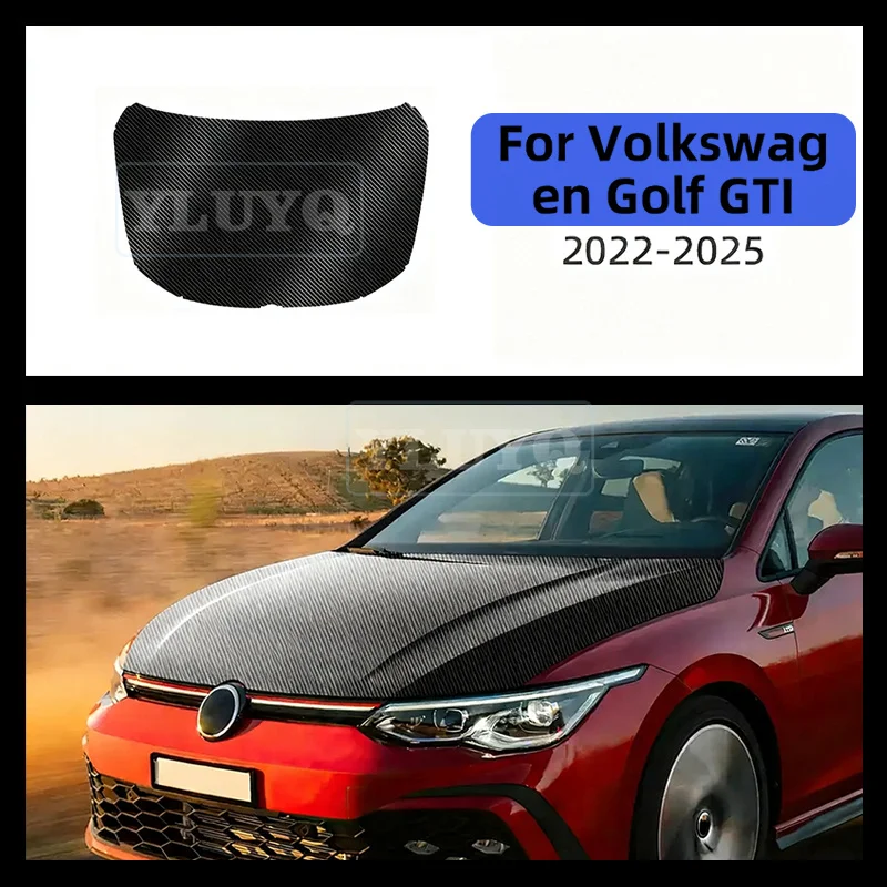 

For Volksw agen Golf GTI 2022 2023-2025 Car Hood Roof Paint Protection Film Gloss Black Carbon Pattern Anti-Scratch TPU Sticker