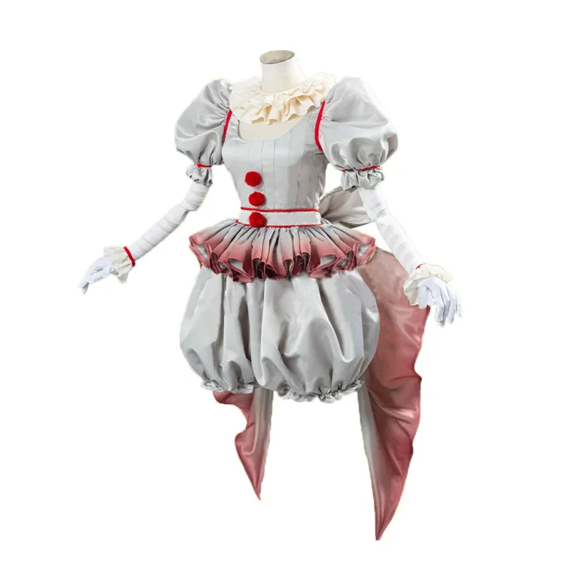 Pennywise Cosplay Costume Horror Pennywise The Clown Costume Outfit for Women Girls Halloween Carnival Dress Outfit